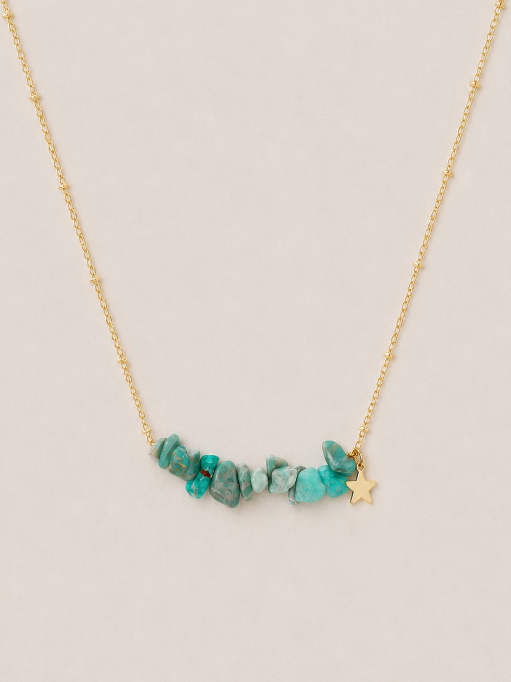 New! Green Stone Beaded Gold Necklace NWOT 5069
